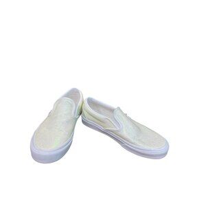 Vans Womens yeloow glitter Iridescent Slip-On Sneakers Size 9 SKU 9193